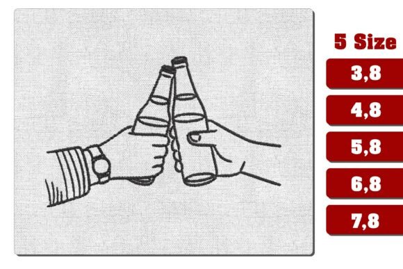Beer Bottles Cheers Toast Embroidery