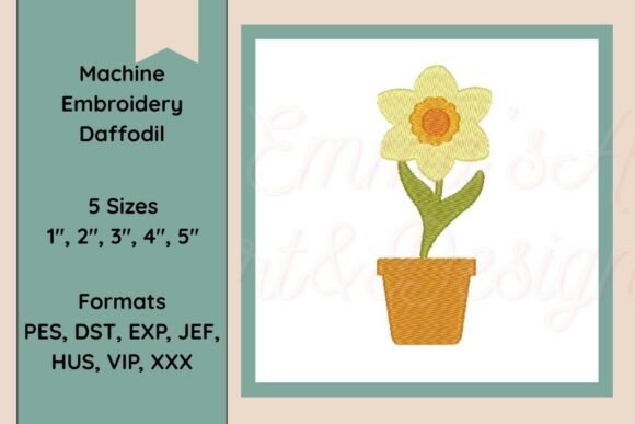 Daffodil Flower Machine Embroidery