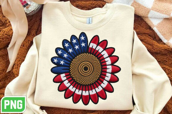Faux Yarn Usa Embroidery Sunflower PNG Review for Apparel Designers