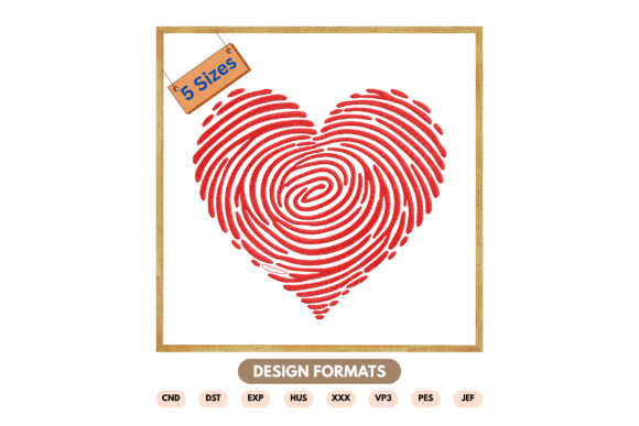 Fingerprint Heart Embroidery Design