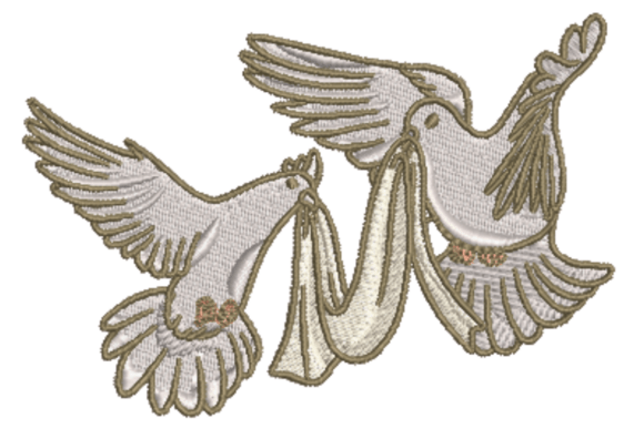 Pair of Doves Embroidery: Elegance in Motion for Real Projects