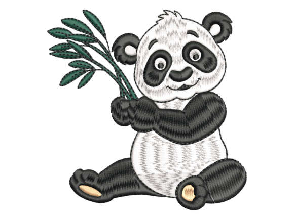 Panda Embroidery Design Bamboo Bear