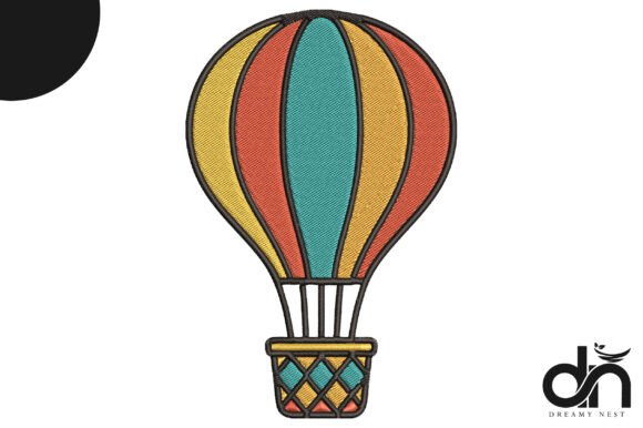 Retro Hot Air Balloon Embroidery Design
