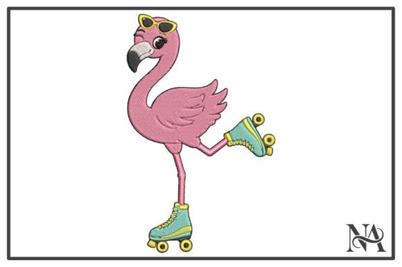 Roller Skating Flamingo Embroidery Design Review