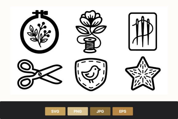 Sewing and Embroidery Tools Vector Icons Review