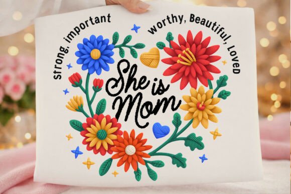She is Mom Floral Faux Embroidery Review